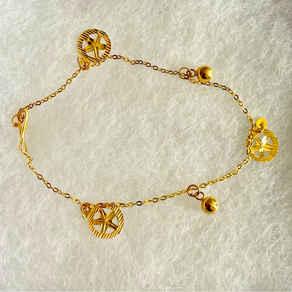 SAUDI GOLD - Solid 21k 21kt yellow gold charm bracelet